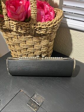 Black Crystal-Trim Evening Clutch